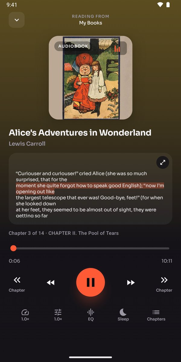 A book being read aloud in Audex